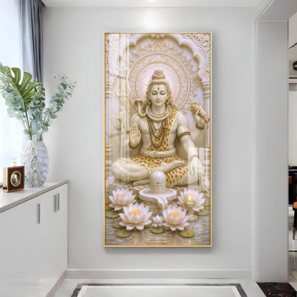 Meditating Shiva Premium Acrylic Vertical Wall Art