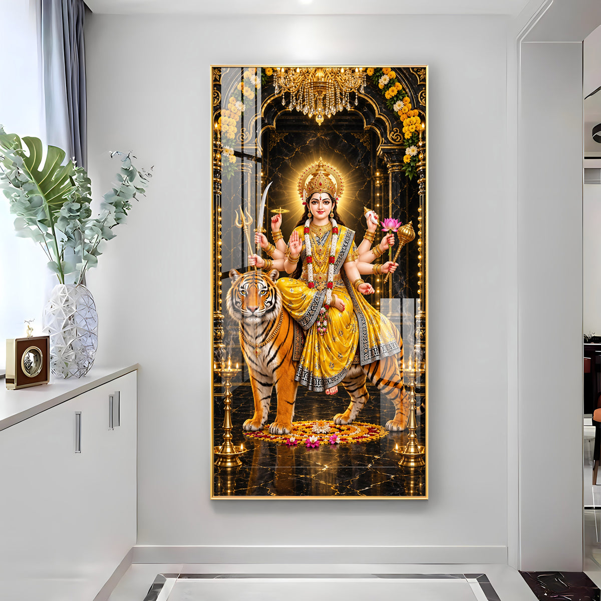 Pitambari Maa Durga Premium Acrylic Vertical Wall Art