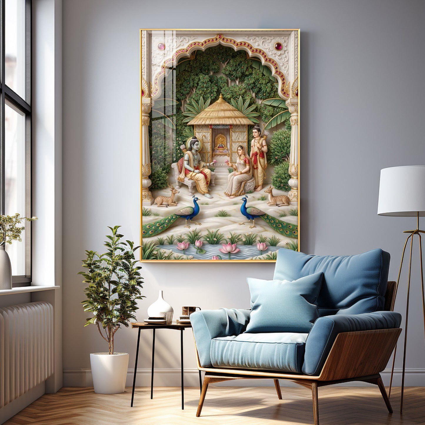 Lord Ram, Devi Sita & Lakshmana Premium Acrylic Vertical Wall Art