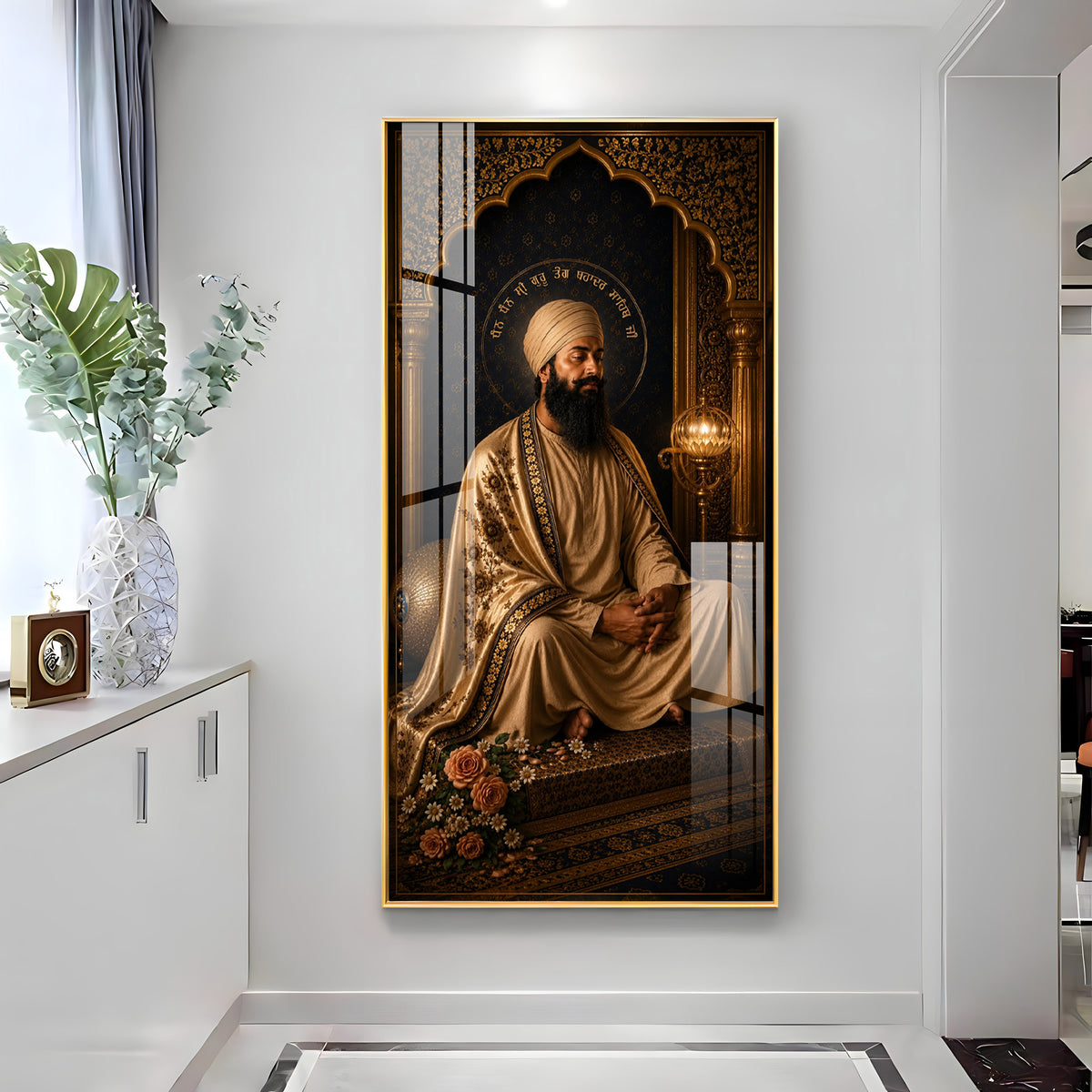 Guru Tegh Bahadur Ji Meditating Premium Acrylic Vertical Wall Art