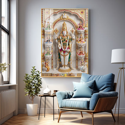 Lord Venkateswara Ashta Lakshmi Premium Acrylic Vertical Wall Art