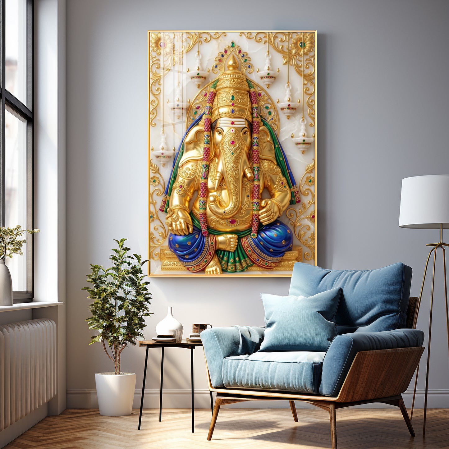 Pillayarpatti Karpaga Vinayagar Premium Acrylic Vertical Wall Art