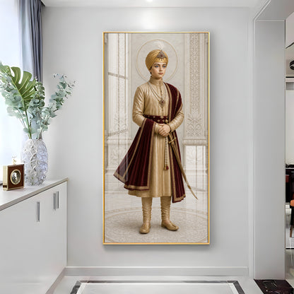 Young Sikh Guru Premium Acrylic Vertical Wall Art