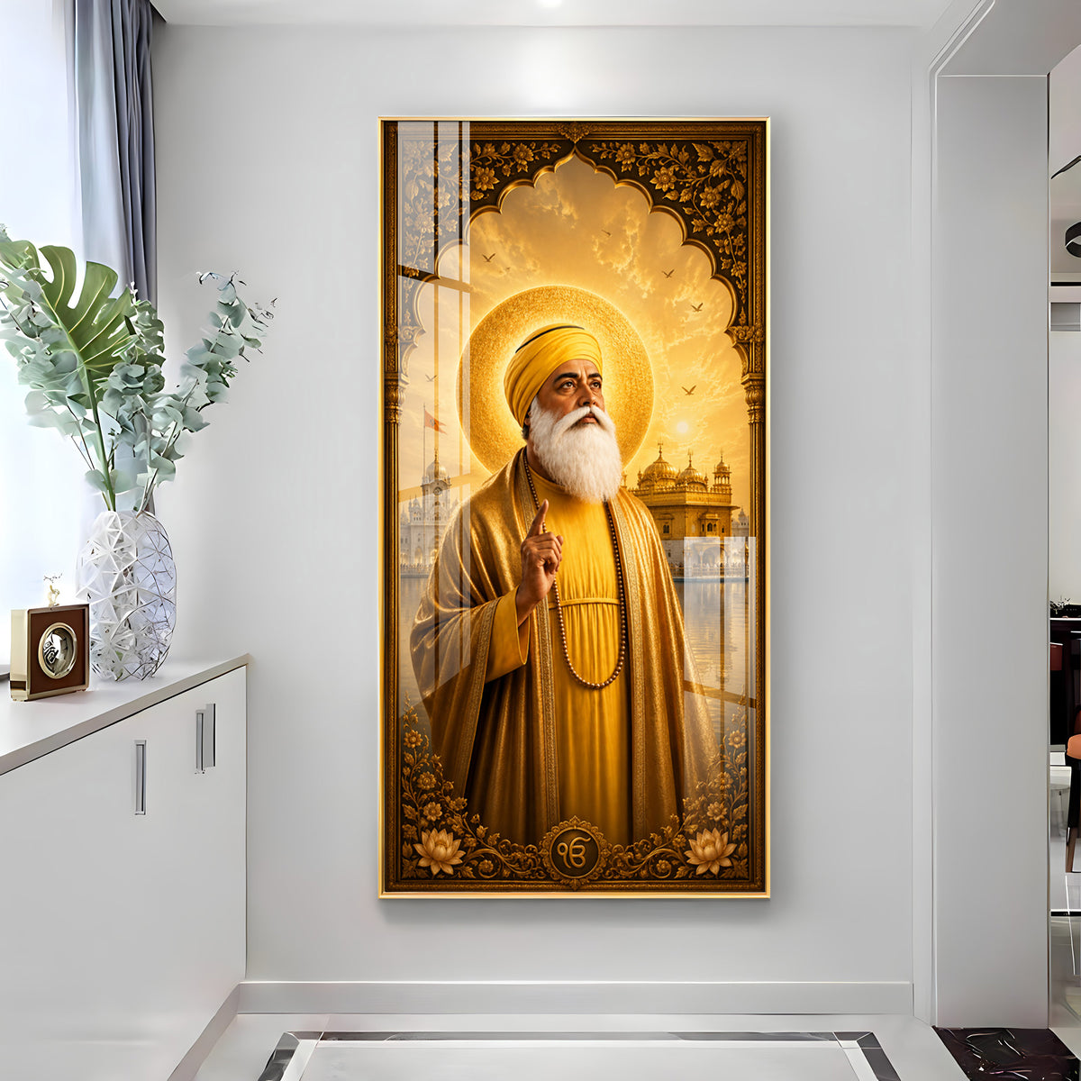 Guru Nanak Dev Ji With Blessing Premium Acrylic Vertical Wall Art