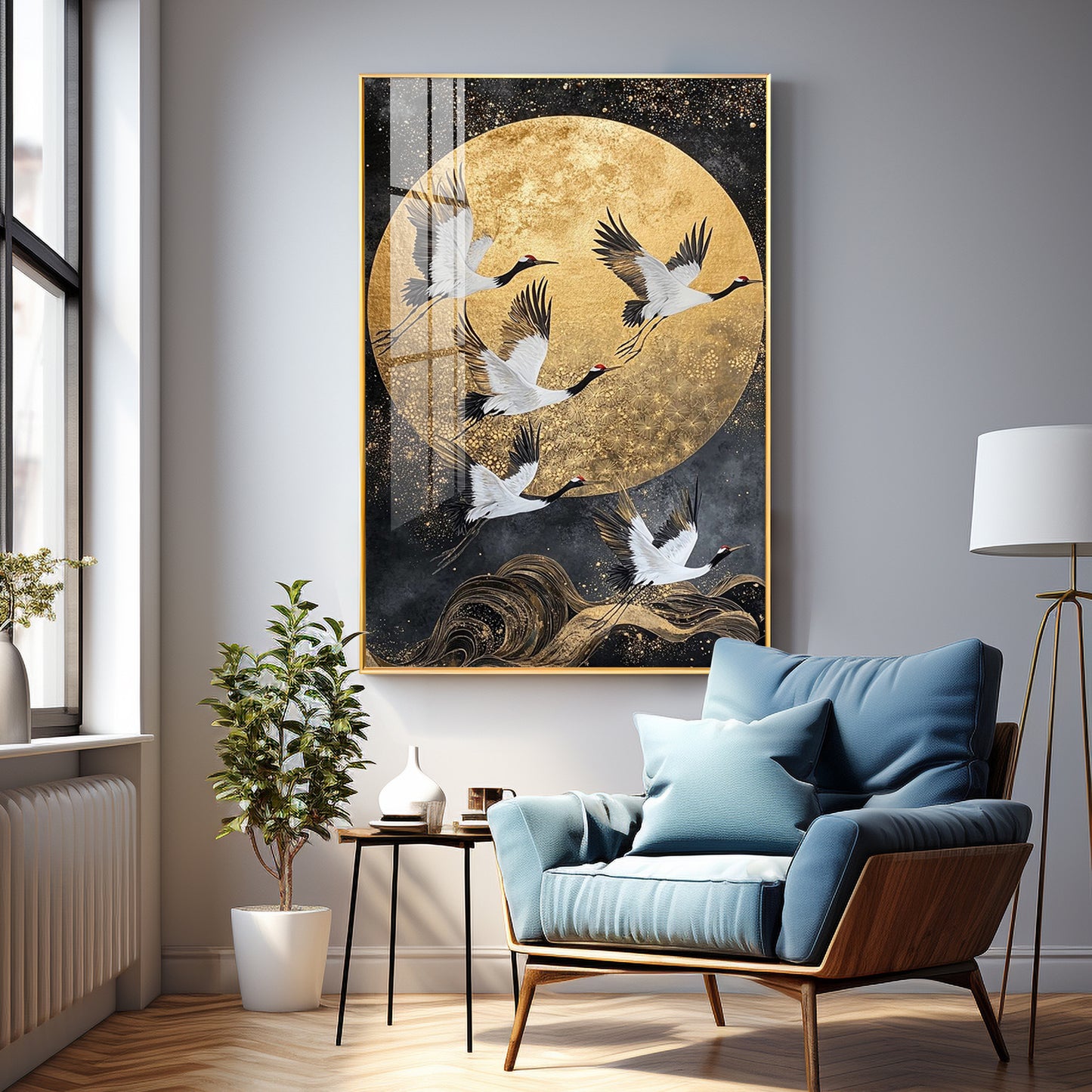 Majestic Cranes Soar Premium Acrylic Vertical Wall Art