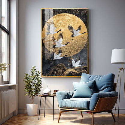 Majestic Cranes Soar Premium Acrylic Vertical Wall Art