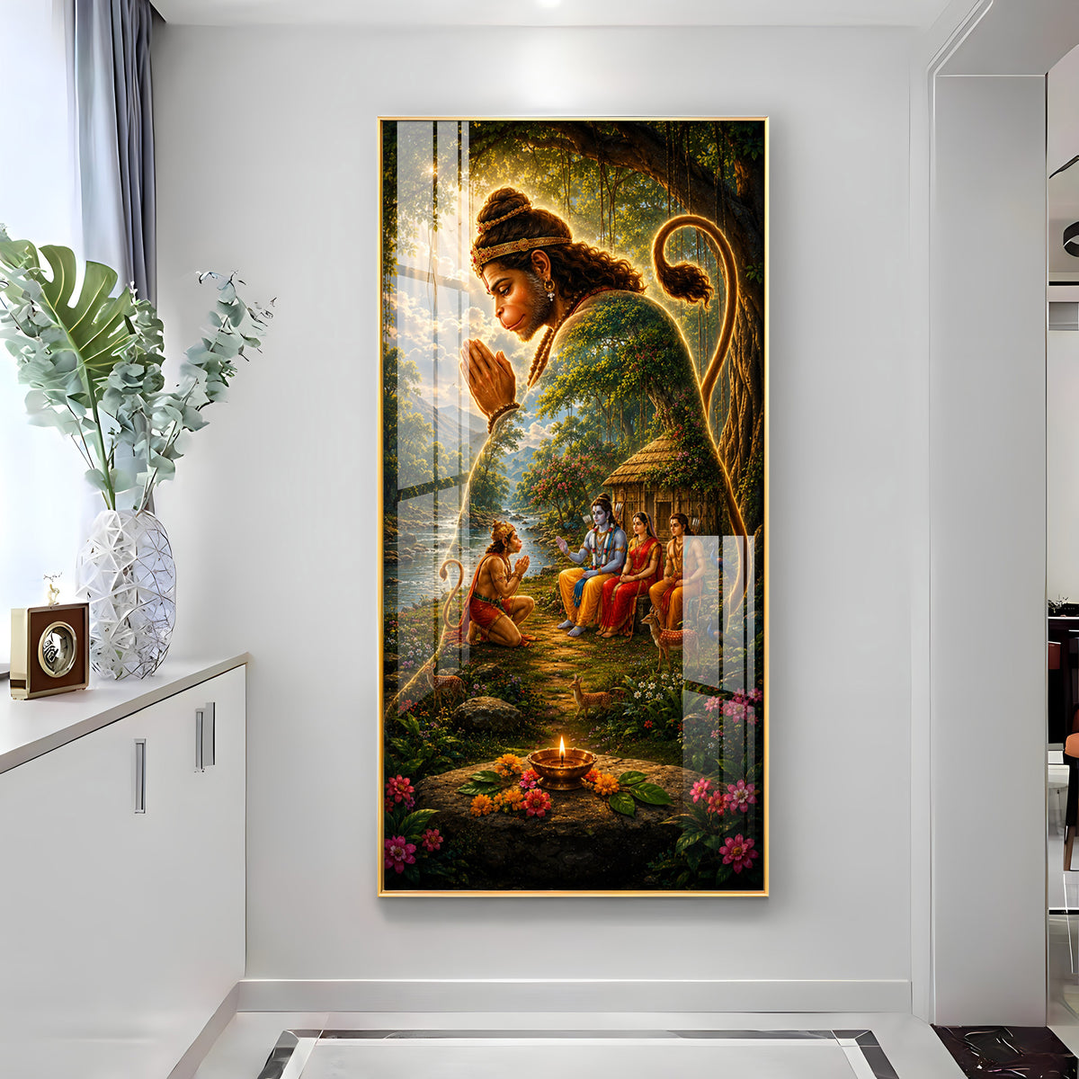 Lord Ram Sita Laxman With Hanuman Ji Premium Acrylic Vertical Wall Art