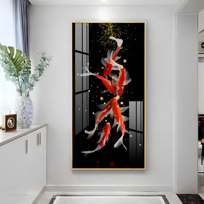 Red & White Koi Fish Premium Acrylic Vertical Wall Art