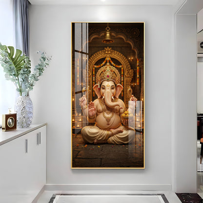 Lord Shree Ganesh Ji Premium Acrylic Vertical Wall Art
