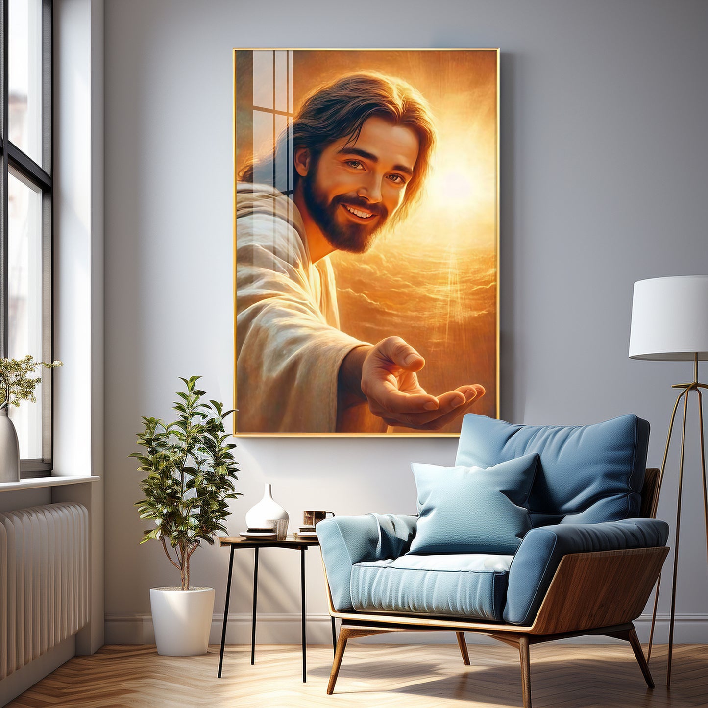 Smiling Jesus Christ Premium Acrylic Vertical Wall Art
