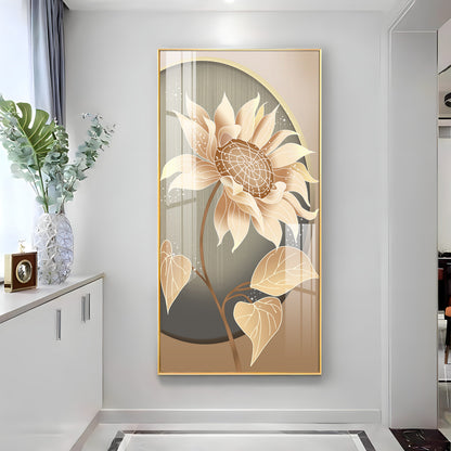 Modern Metal Sunflower Premium Acrylic Vertical Wall Art