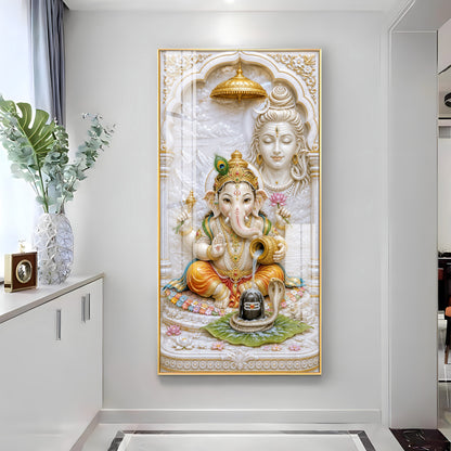 Lord Ganesha & Shiva Premium Acrylic Vertical Wall Art