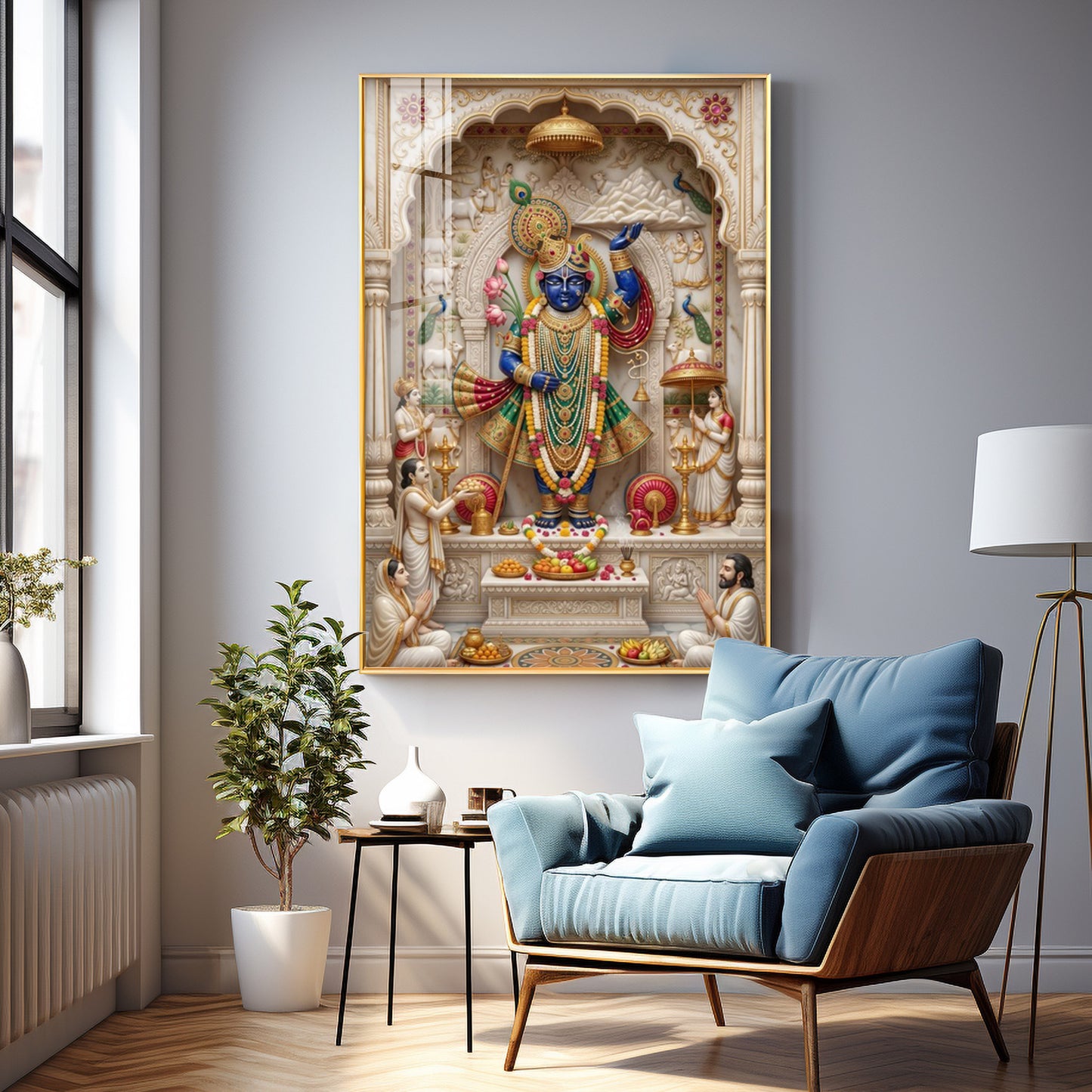 Lord Shrinathji Pichwai Premium Acrylic Vertical Wall Art
