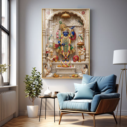 Lord Shrinathji Pichwai Premium Acrylic Vertical Wall Art