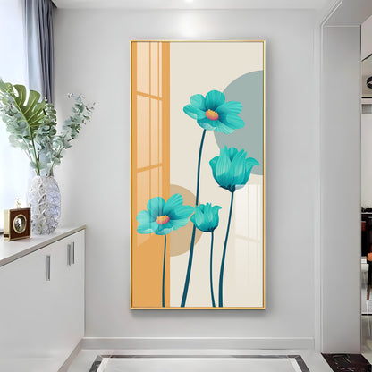 Elegant Blue Flowers Premium Acrylic Vertical Wall Art