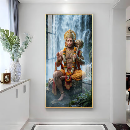 Hanuman Ji At The Water's Edge Premium Acrylic Vertical Wall Art