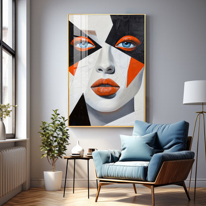 Woman With Orange Lips Premium Acrylic Vertical Wall Art