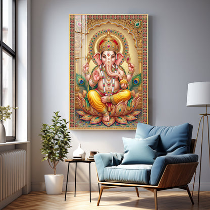 God Ganpati Ji Premium Acrylic Vertical Wall Art