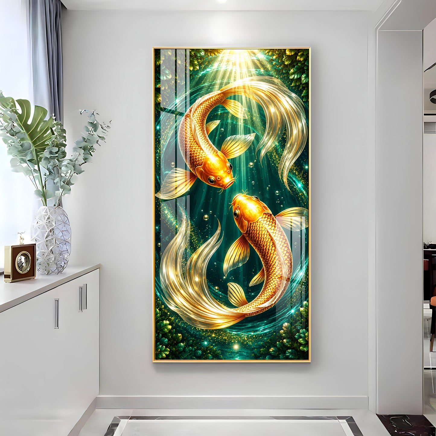Beautiful Pair Of Koi Fish Premium Acrylic Vertical Wall Art