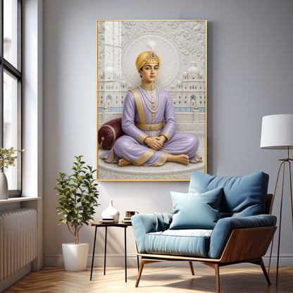 Divine Guru Har Krishan Ji Premium Acrylic Vertical Wall Art