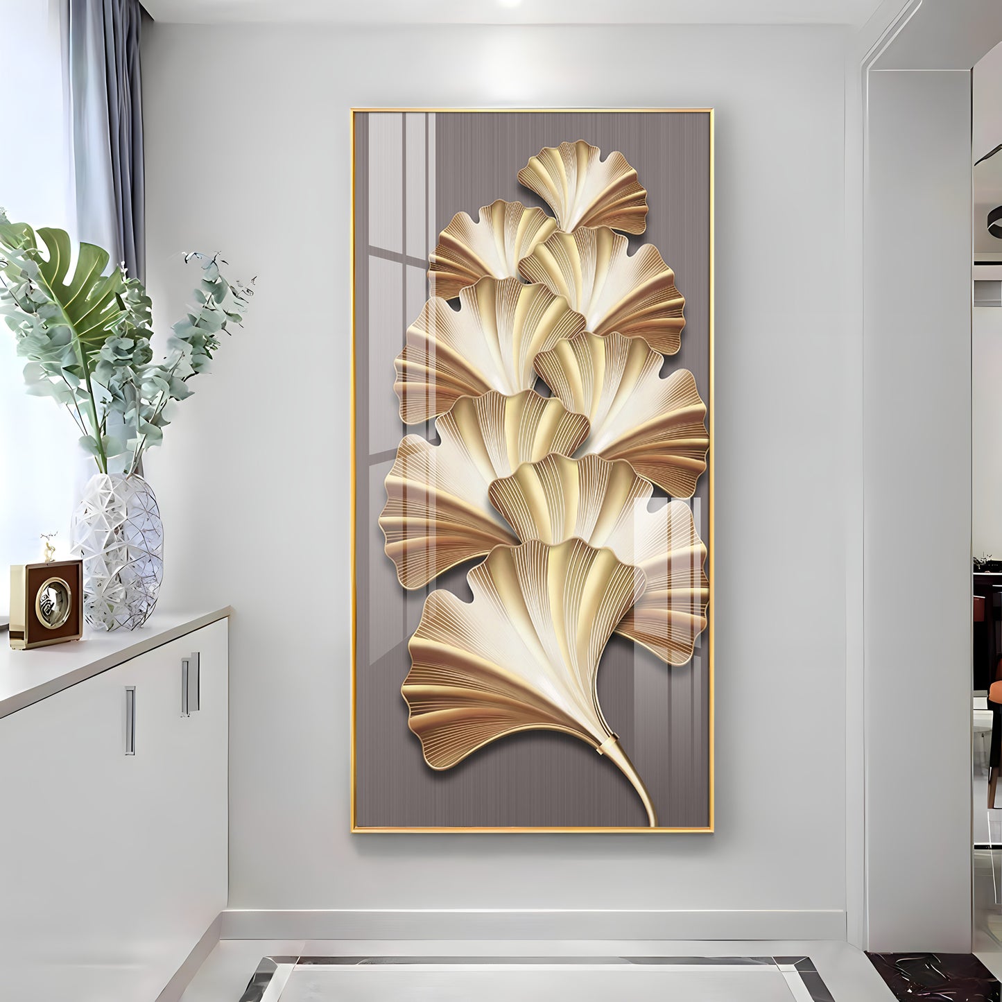 Golden Glow Premium Acrylic Vertical Wall Art