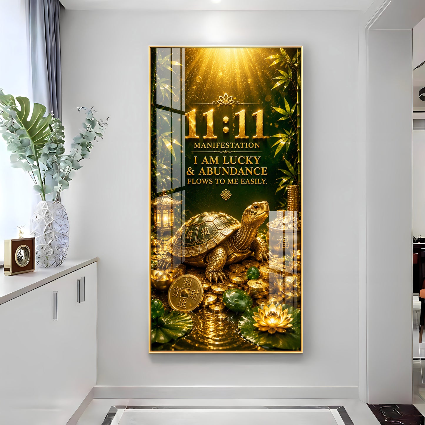 11:11 Manifestation Lucky Tortoise Premium Acrylic Vertical Wall Art