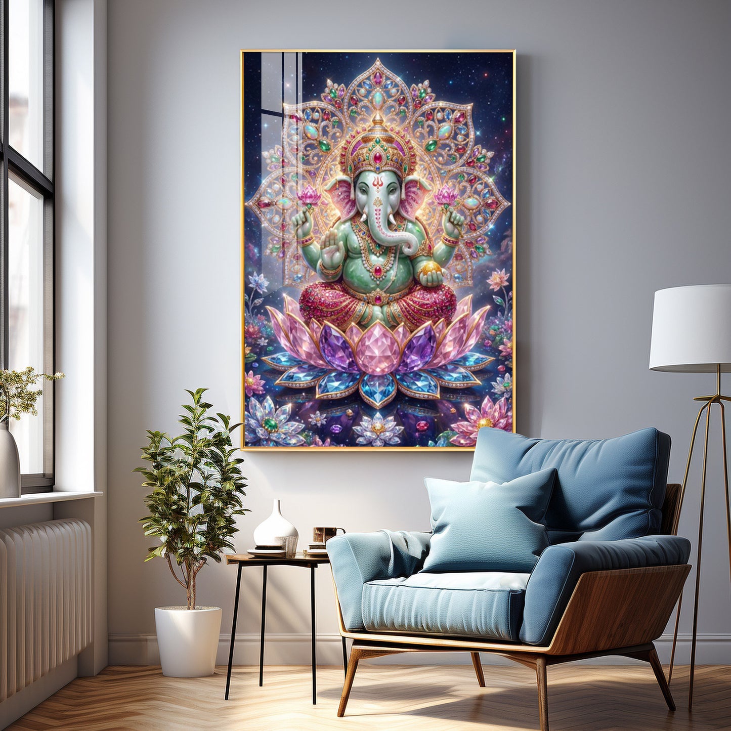 Colourful Lord Ganesha Premium Acrylic Vertical Wall Art
