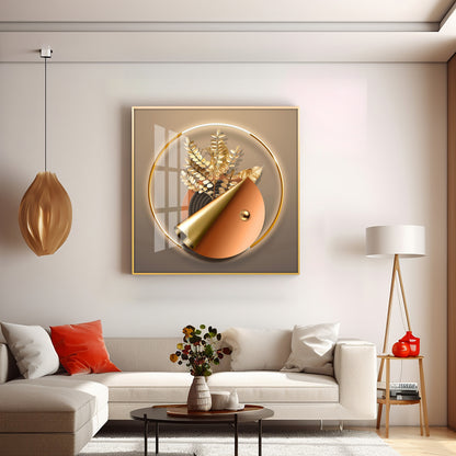 Aura Golden Petals Premium Acrylic Square Wall Art