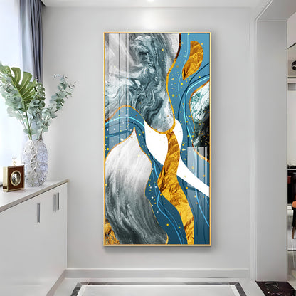 Blue & White Abstraction Premium Acrylic Vertical Wall Art
