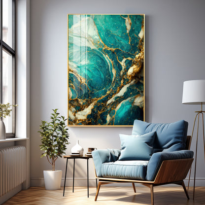 Golden Vein Elegance Premium Acrylic Vertical Wall Art