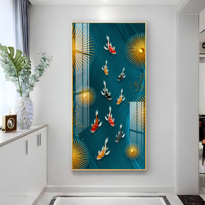 Feng Shui Koi Fish Premium Acrylic Vertical Wall Art