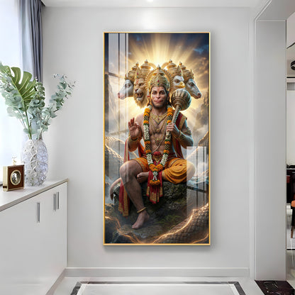 Divine Panchmukhi Hanuman Premium Acrylic Vertical Wall Art