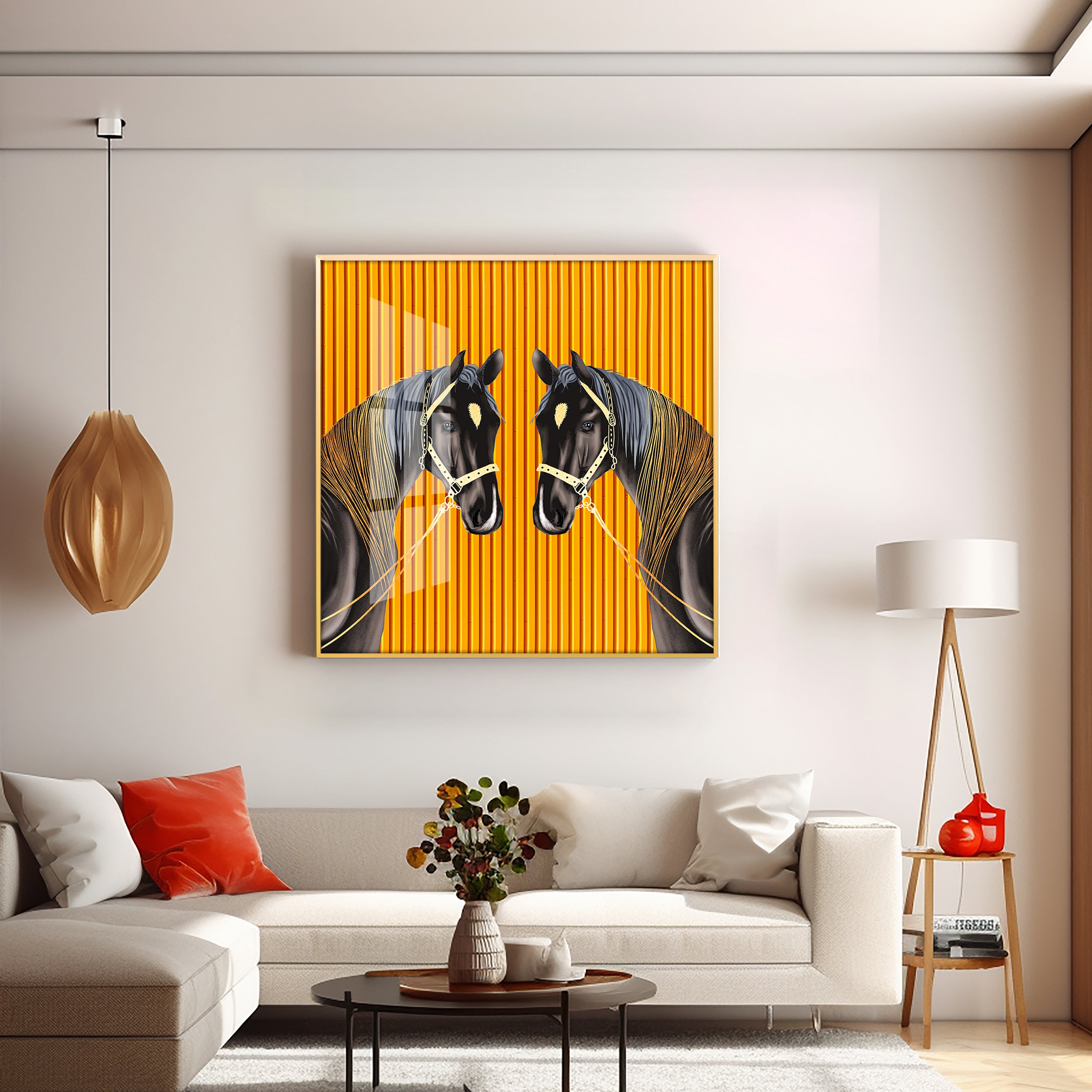 Couple Horse Premium Acrylic Square Wall Art