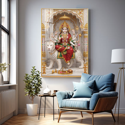 Hindu Goddess Maa Durga Premium Acrylic Vertical Wall Art