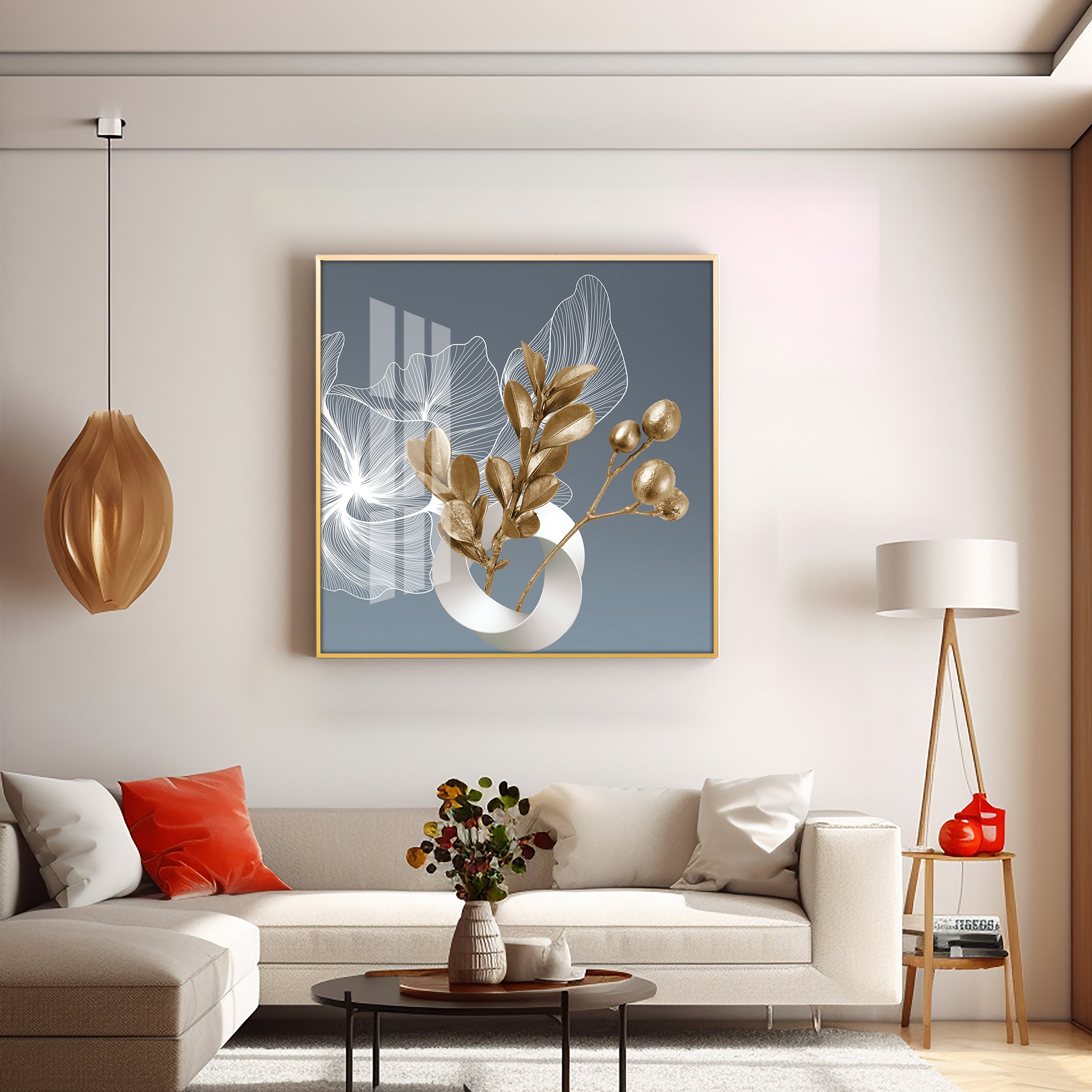 Nordic Golden Minimalism Premium Acrylic Square Wall Art