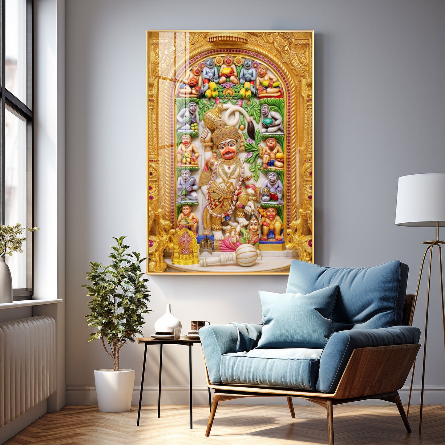Divine Shri Kashtbhanjande hanuman Ji Premium Acrylic Vertical Wall Art