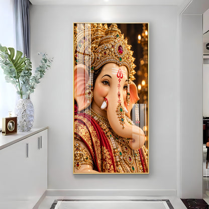 Trishul Tilak Majestic Vinayak Premium Acrylic Vertical Wall Art