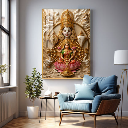 Lord Venkateswara & Goddess Lakshmi Premium Acrylic Vertical Wall Art