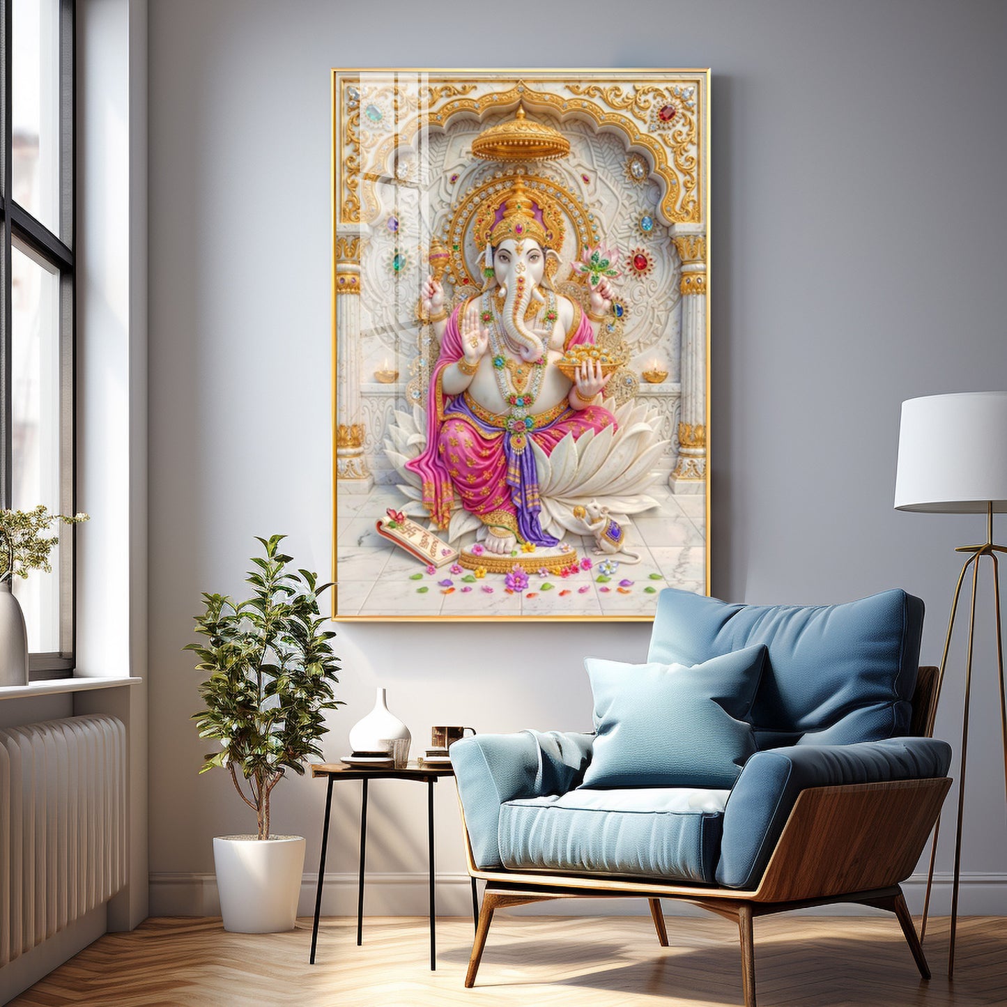 Sacred Ganpati Maharaj Premium Acrylic Vertical Wall Art