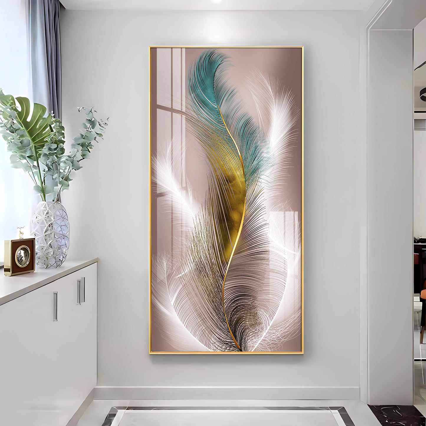 Abstract Feather Premium Acrylic Vertical Wall Art