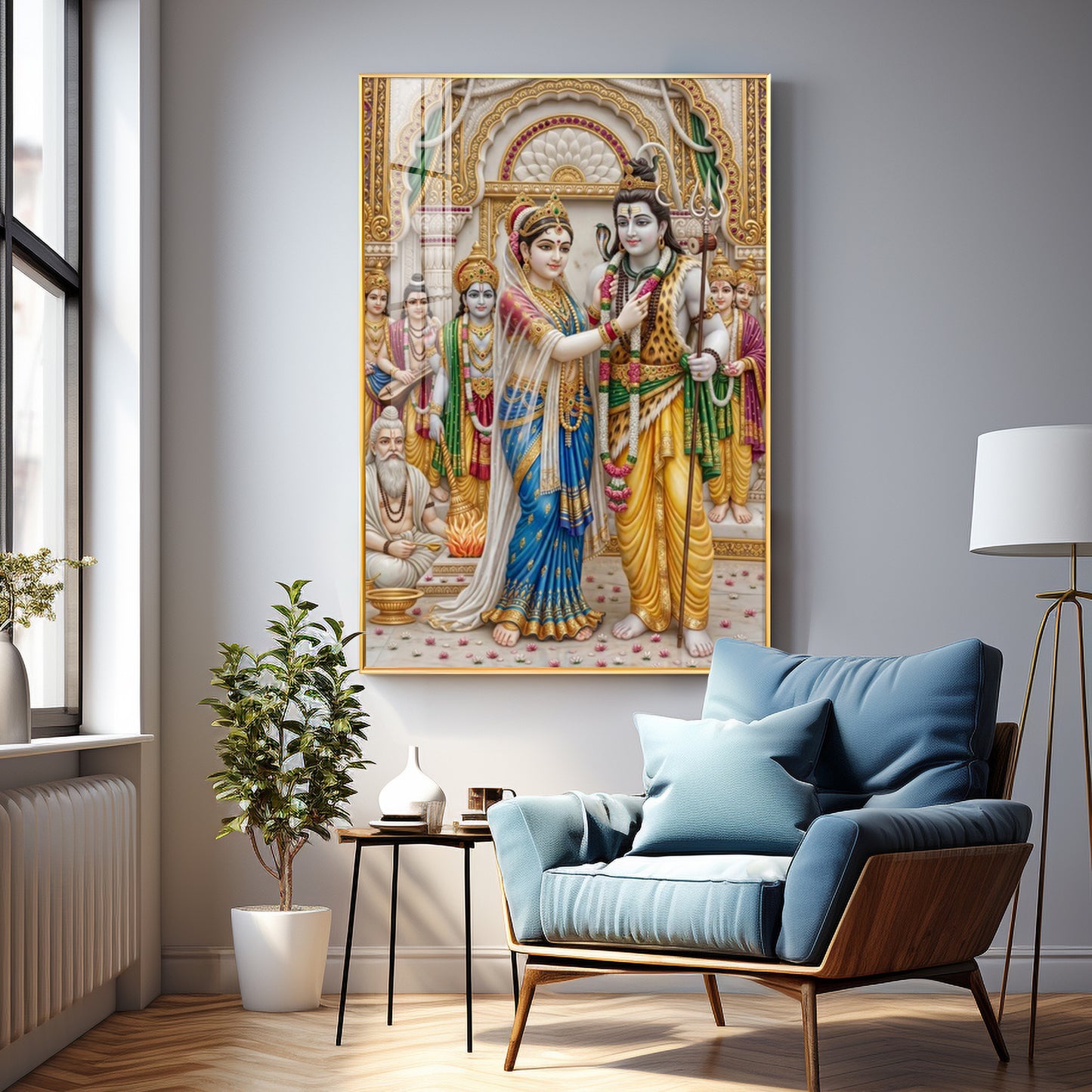 Lord Shiva Devi Parvati Marriage Ceremony Premium Acrylic Vertical Wall Art