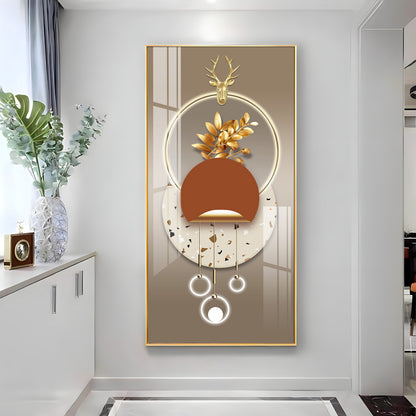 Golden Floral Grandeur Premium Acrylic Vertical Wall Art
