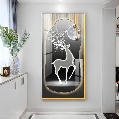 Silver Deer’s Gaze Premium Acrylic Vertical Wall Art