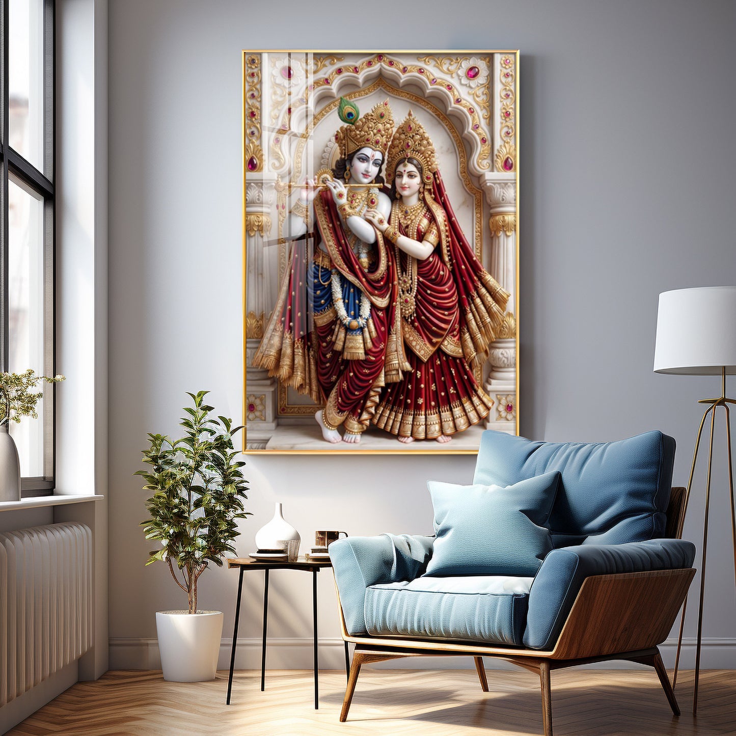 Divine Wisdom Of Radha Krishna Premium Acrylic Vertical Wall Art