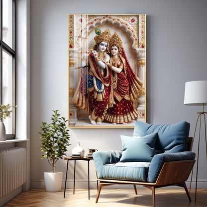 Divine Wisdom Of Radha Krishna Premium Acrylic Vertical Wall Art