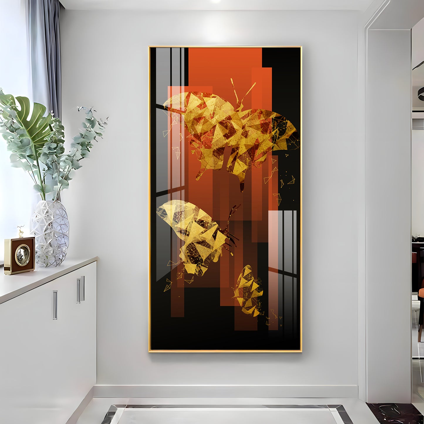 Golden Butterfly Premium Acrylic Vertical Wall Art