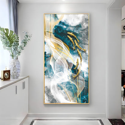 Golden Swim Premium Acrylic Vertical Wall Art