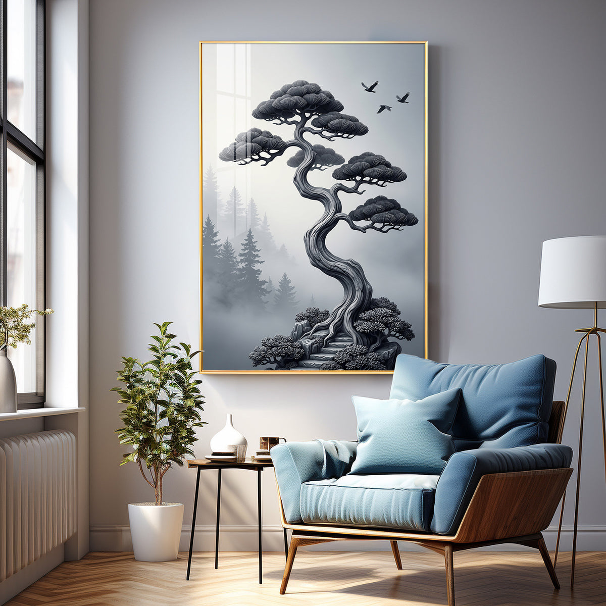 Japanese Bonsai Tree Premium Acrylic Vertical Wall Art