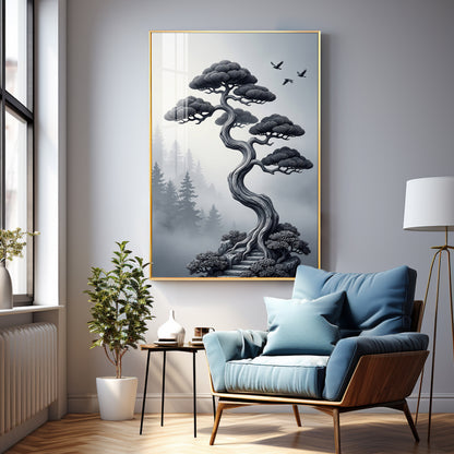 Japanese Bonsai Tree Premium Acrylic Vertical Wall Art