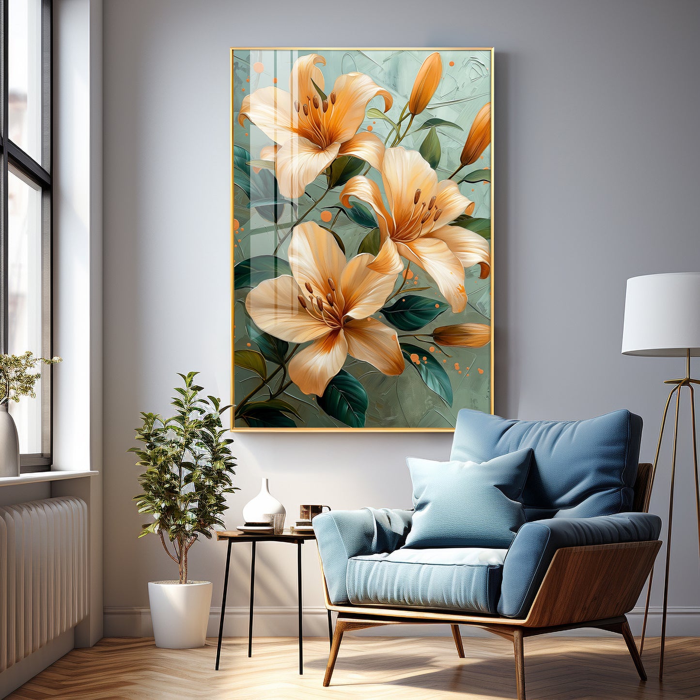 Elegant Orange Lily Flower Premium Acrylic Vertical Wall Art